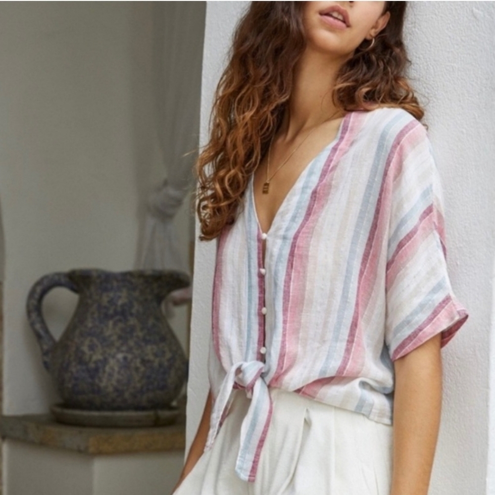 Rails Thea Tropic Stripe Short Sleeve Top‎ Shirt Size Small